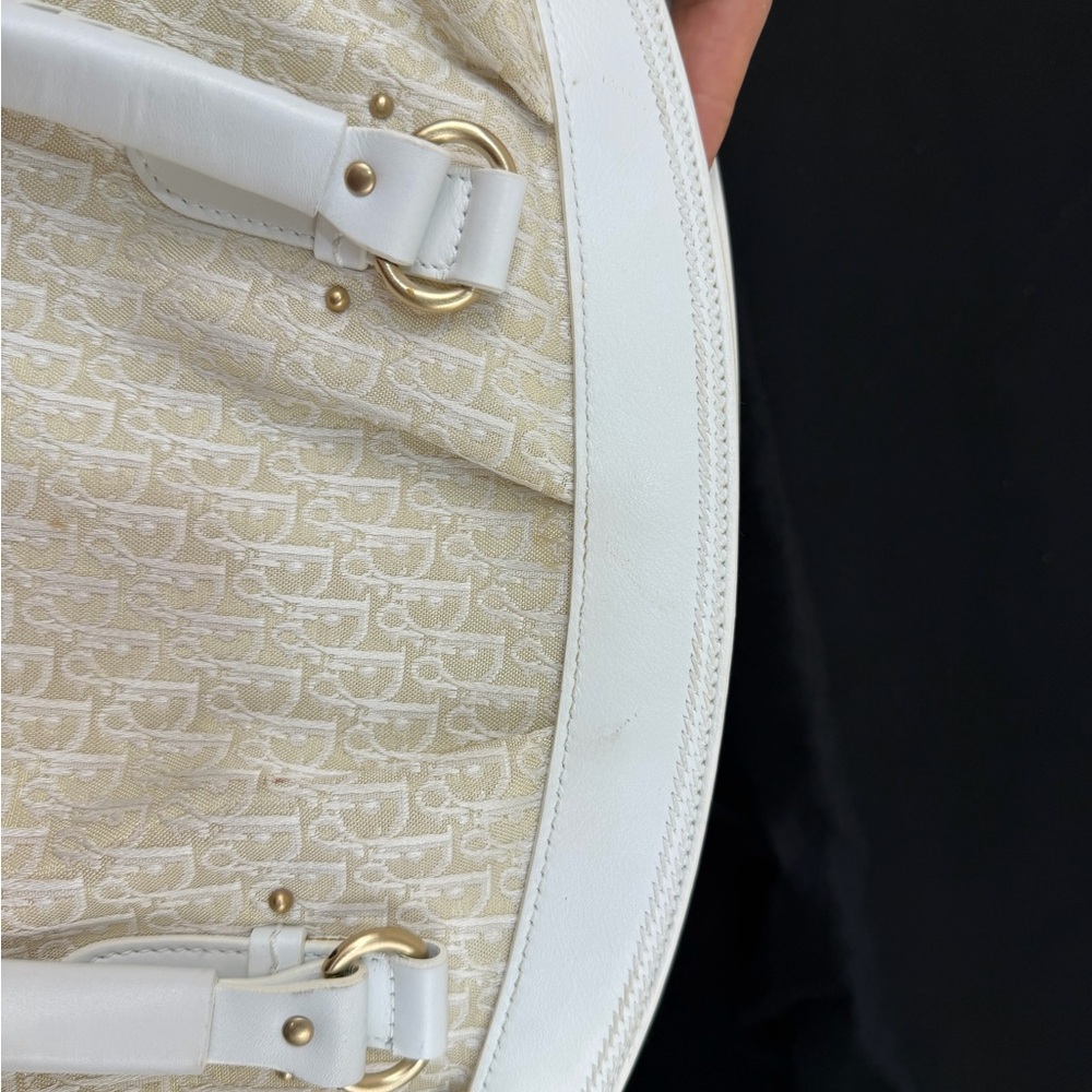 Dior White and Cream Canvas and leather Satchel Bag - Picture 11 of 13